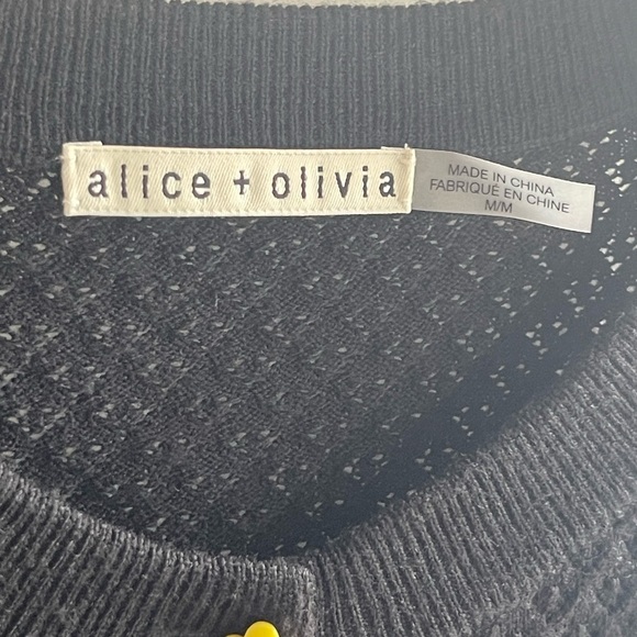 Alice + Olivia Selma Floral Colorful Crochet Pointelle Cardigan {$440} Buttons M - Picture 9 of 11